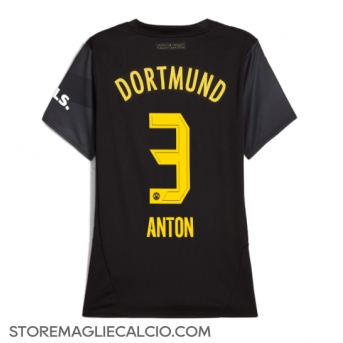 Borussia Dortmund Waldemar Anton #3 Maglia Gara Trasferta Repliche 2024-25 Donna Maniche Corte